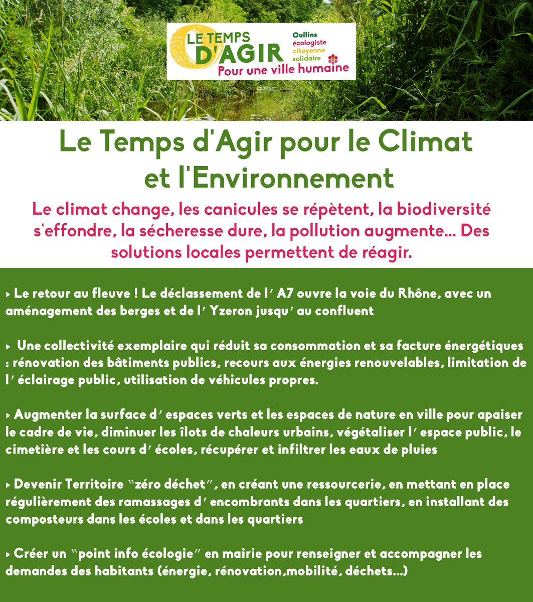 AgirOullins's tweet photo. #Oullins #écologiste
🌍 Face à l’urgence climatique, ce mandat municipal sera plus que jamais celui de la transition écologique !
C'est #LeTempsDAgir pour une ville écologiste qui prend soin de la terre, du climat et de la biodiversité 🌳🐦🐝🌡️🌊
#Municipales2020 https://t.co/nZoiZsGMJg