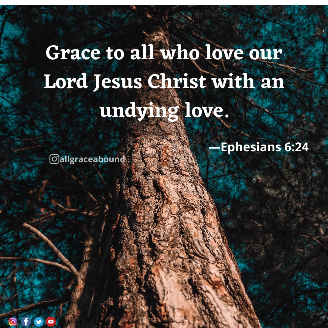 allgraceabound's tweet photo. What a great &amp; rich  declaration about the grace of God. Grace is with us in rich abundance &amp; blessings. It is offered to us whether we accept it or not.  #verseoftheday #ephesians624 #allgraceabound #grace #blessings #declaration #june24 #COVID__19 #HappyBirthdayMessi https://t.co/MIVDkL96v5