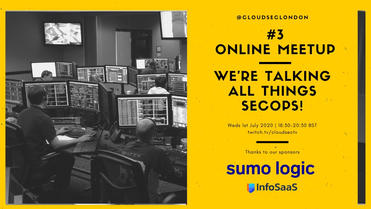 With great talks lined up from <a href="/maarten_goet/">Maarten Goet 🥷🏻</a> and <a href="/dtraub/">Dennis Traub</a> our 3rd meetup will be all things Cloud SecOps. ☁️ 🔐 

ONLINE and open to everyone 🌍 
Join us next Wed - 1st July 🗓 
cloudsecuritylondon.com