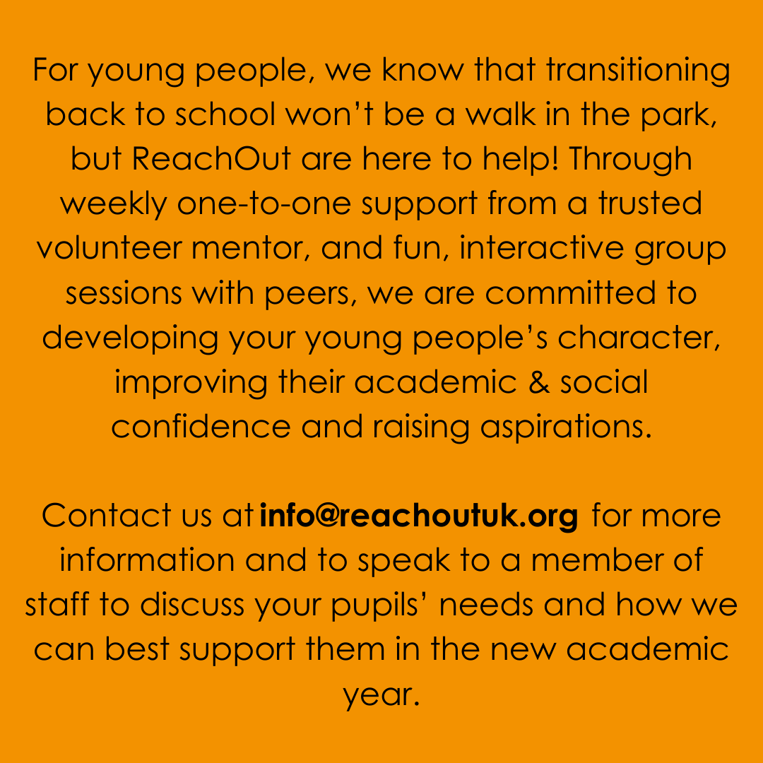 ReachOutUK's tweet photo. Calling all school teachers and senior leaders!

ReachOut would love to partner with your school in 2020-21 to help support your young people with their return to the classroom!

#education #YoungPeople #Mentoring #YouthEducation https://t.co/AYhUyu7zPj