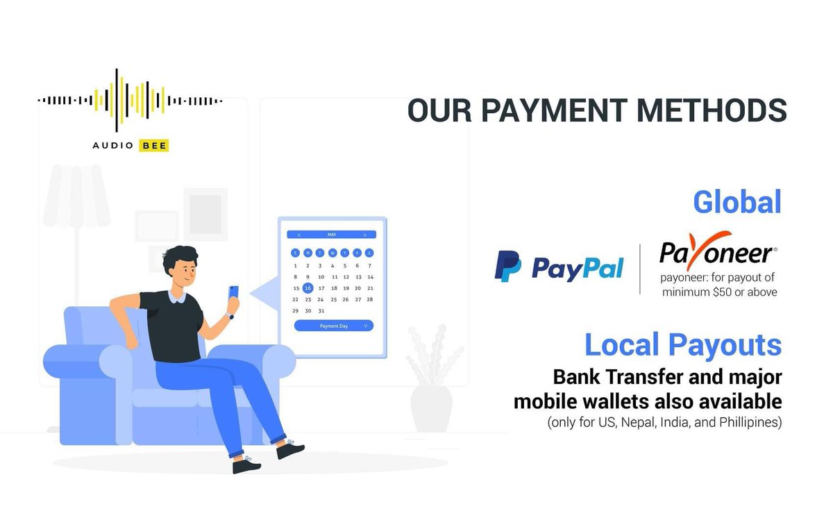 AudioBee2's tweet photo. As we have been receiving a lot of questions regarding our method of payment, here is a clear explanation!

#audiobee #workfromanywhere https://t.co/fc1o8vM9Sf