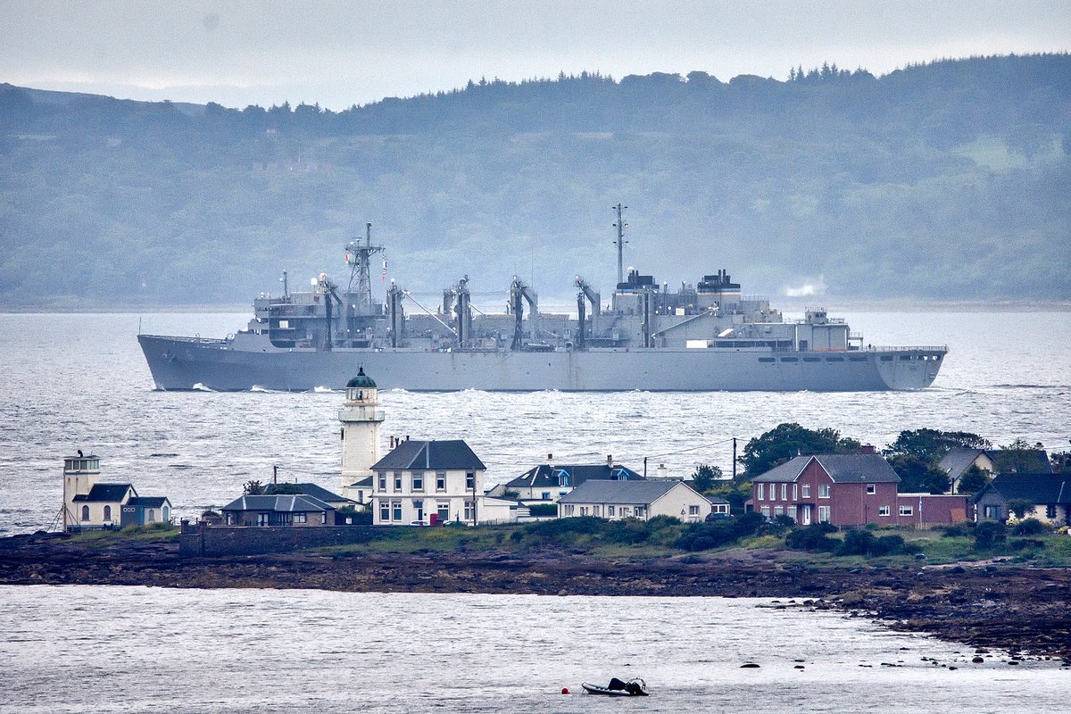 USNS Supply (T-AOE-6) passing Toward point a few minutes ago before heading south after refuelling at Loch Striven. #usnssupply #USNavy #shipping #Clyde #Scotland