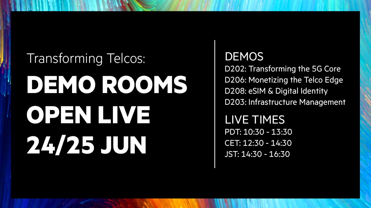 TheAndySignal's tweet photo. Engage with our @hpe_telco experts in live demos during the #HPEDiscover Virtual Experience... we're hosting actual live demos for 2-3 hours Wed &amp; Thu, ready to answer questions and discuss how we're transforming telecommunications... https://t.co/XtZzglYYsd https://t.co/2L9ue6w9IS