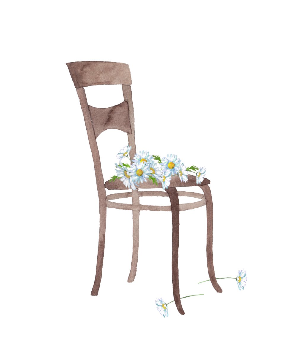 時々雨 椅子とお花の水彩イラストをフリー素材に追加しました 水彩イラスト フリー素材