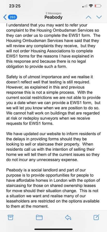 According to  @helloPeabody  @PeabodyLDN it will still take 10 years and up to £57000 just to carry out the initial EWS1 survey on our block. That's before remediations if required. Being told we are bottom of the list so we are just expected to live here for the next 10 years?