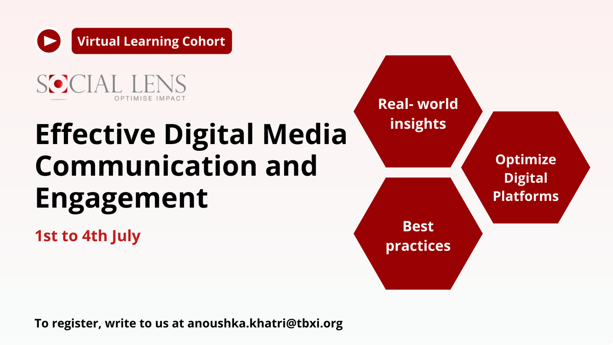 SocialLensHQ's tweet photo. The virtual learning #cohort on "Effective #DigitalMedia Communication and Engagement" aims to explore various digital fundraising methods, provide real-world insights, and showcase best practices on developing an innovative fundraising strategy
Register: anoushka.khatri@tbxi.org https://t.co/2NjLQlL4SX