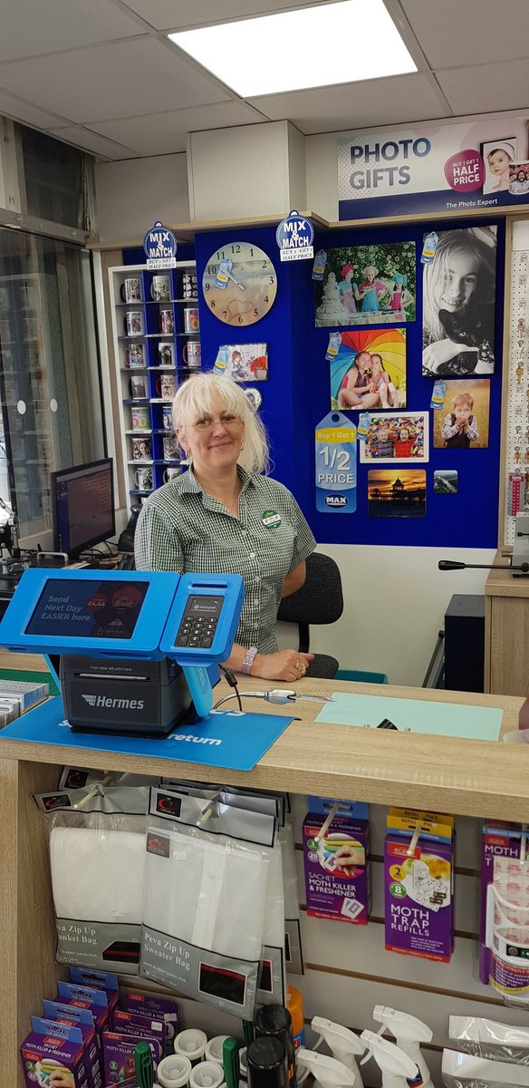 MOJODryCleaners's tweet image. Cathy happy to be back at work looking after Portishead.
