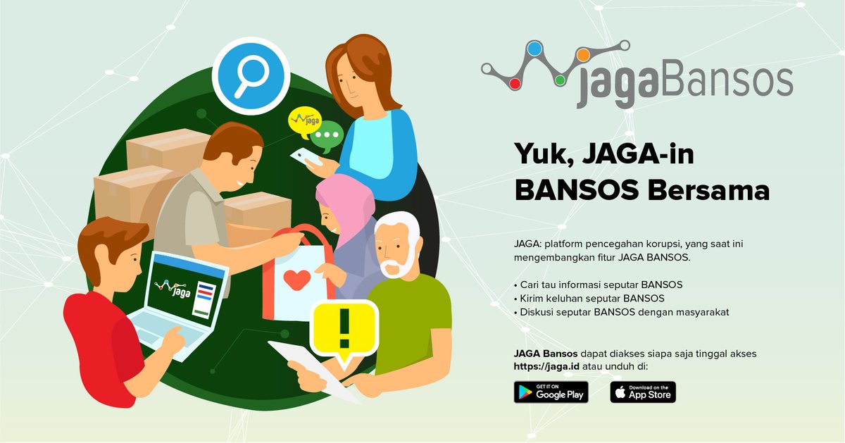 Halo #KawanAksi sudah coba cek #JAGABansos belum? Kita bisa tau segala hal tentang Bansos, kirim keluhan Bansos ke pemerintah terkait, dan diskusi seputar Bansos dengan #KawanAksi lainnya.

#JAGABansos
Cegah Korupsi dari Ujung Jari