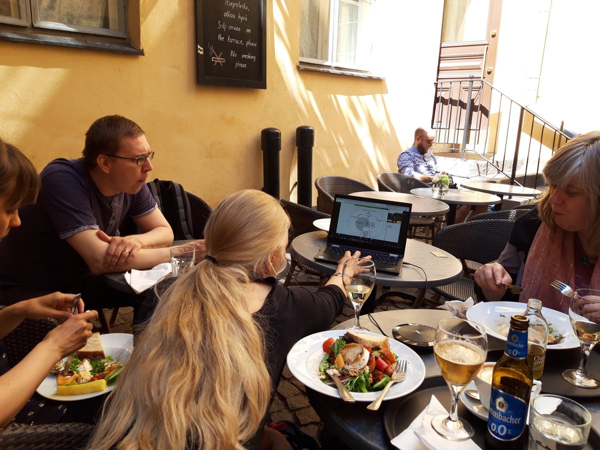 MinnaKaljonen's tweet photo. .@SRSaarela defending her thesis at this very moment on #science and #policy interface. Go sanna-riikka go! We are with you #CafeEngel! @SYKEinfo @helsinkiuni https://t.co/9V6SjC6JHQ https://t.co/bCOyJSRBgo