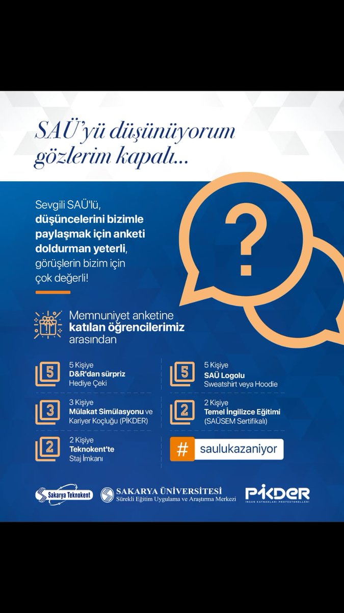 anket.sabis.sakarya.edu.tr/OgrenciMemnuni…
Haydi anketi doldur! Hediyeleri kazan! 
#saulukazaniyor