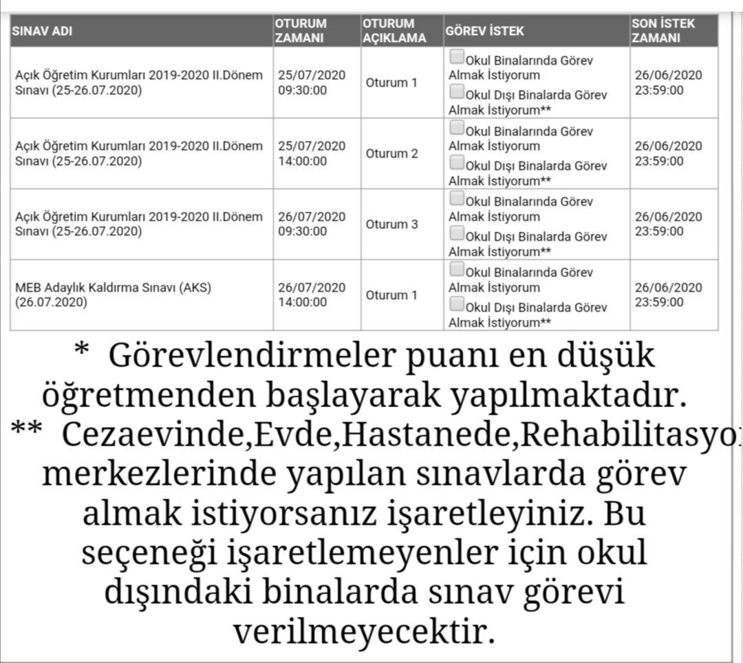 ogrtmenler's tweet photo. Temmuz ayında dört sınav görevi.Basvurmak isteyenler mebbis sınav işlemleri bölümünden başvura bilir. https://t.co/nA2PzWy1oF
