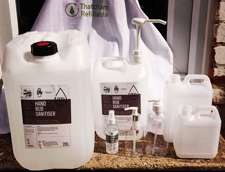 HAND SANITISER RUB
Refillable containers are in the following sizes 20L, 5L, 2.5L, 1L, 500ml, 250ml, 200ml.
£14 a litre refillable 
Made in Oxford, 80% ethanol,  W.H.O approved formula.
10% of all sales go to
froglife.org
thatchamrefillable.co.uk