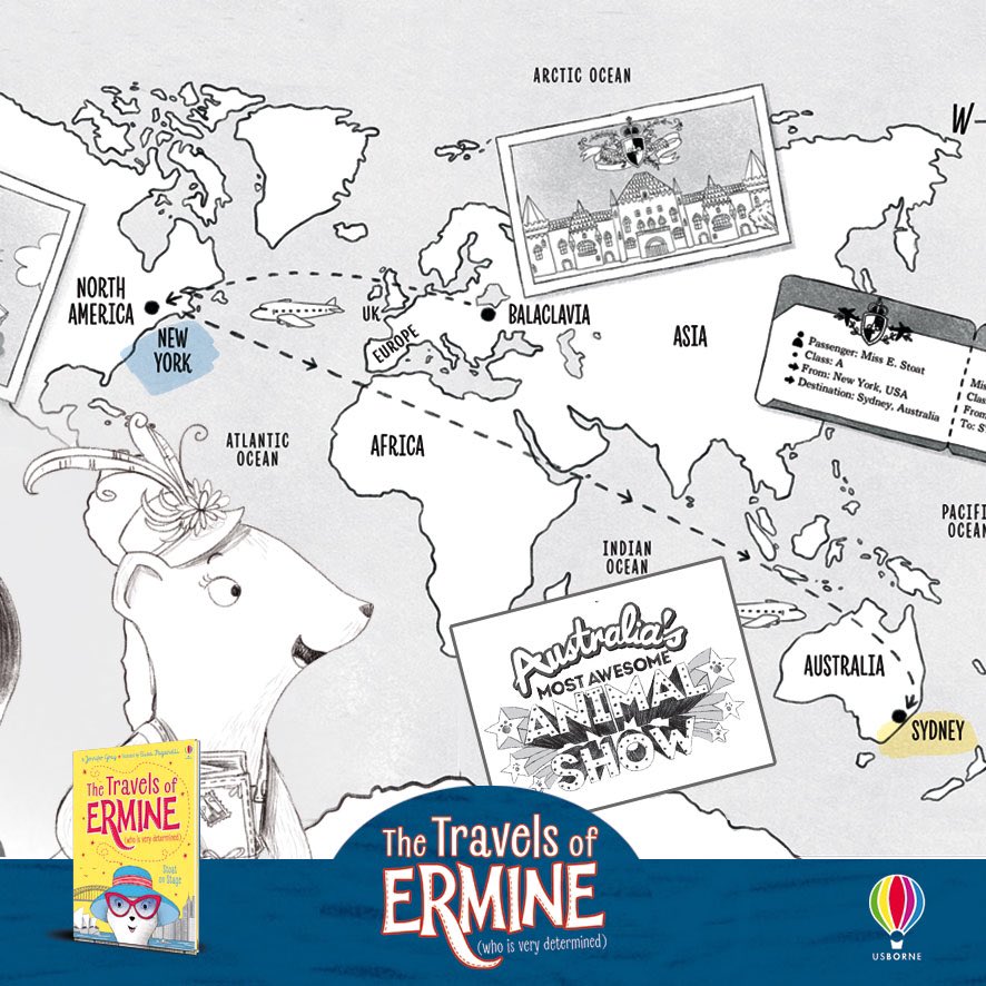 Ermine the Determined is off to explore AUSTRALIA! “Stoat on Stage' by @JenniferGrayBks @Usborne I am preparing a NEW reading aloud session, stay tuned! if you missed the first video ▶️ youtu.be/uMIGJqDqFfc #thetravelsofermine #elisapaganellillustration