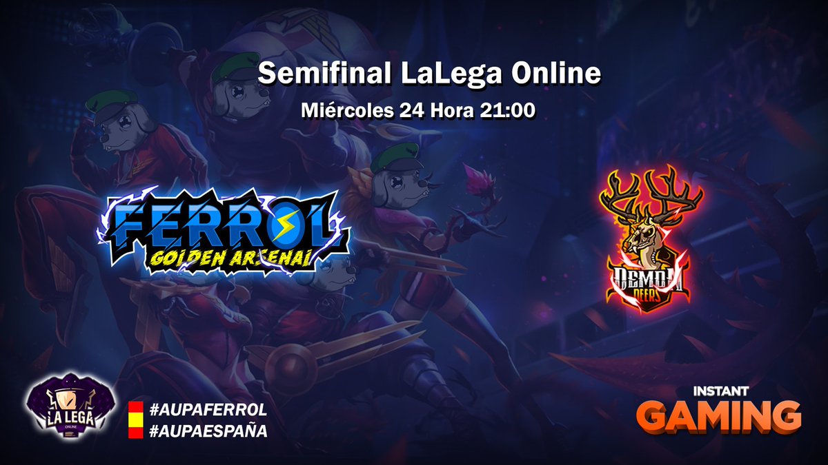 Nos la jugamos esta noche contra <a href="/DemonDeers/">Demon Deers</a> en las semifinales de <a href="/LegaOnline/">LaLegaOnline</a> .