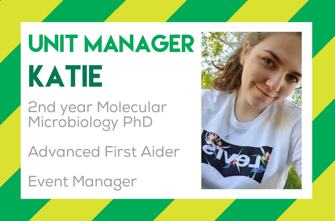 First up it's our returning Unit Manager Katie! Head on over to our instagram story (UEAfirstaid) for a full intro to find out more about this year's committee including their favourite SJA duty, snack of choice and goals for the year 💚