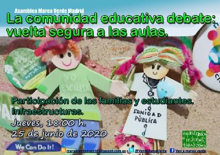 Esta asamblea es abierta para todas plataformas, colectivos y AMPA. Os rogamos difusión. Y a aquellas que no os hemos citado, sois muchas afortunadamente, os pedimos disculpas y os indicamos que igualmente estáis invitadas.