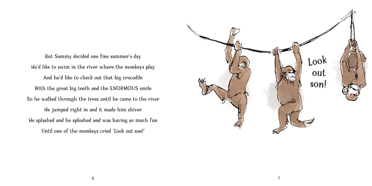 natguinamard's tweet photo. 2/3 This was such a fun lockdown project - it's always been a dream of mine to illustrate a children's book and now I've given it a go! #illustration #childrensbook #drawing #illustrator #ink #crocodile https://t.co/P71W9oUlbL