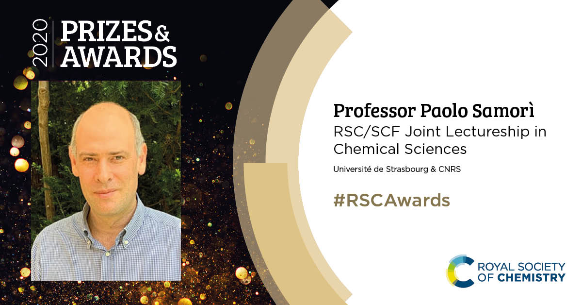 NanochemistryL's tweet image. Check out the @unistra press release on the @RoySocChem/@reseauSCF Joint Lectureship in Chemical Sciences 2020 that has been awarded to @PSamori here: unistra.fr/index.php?id=2…