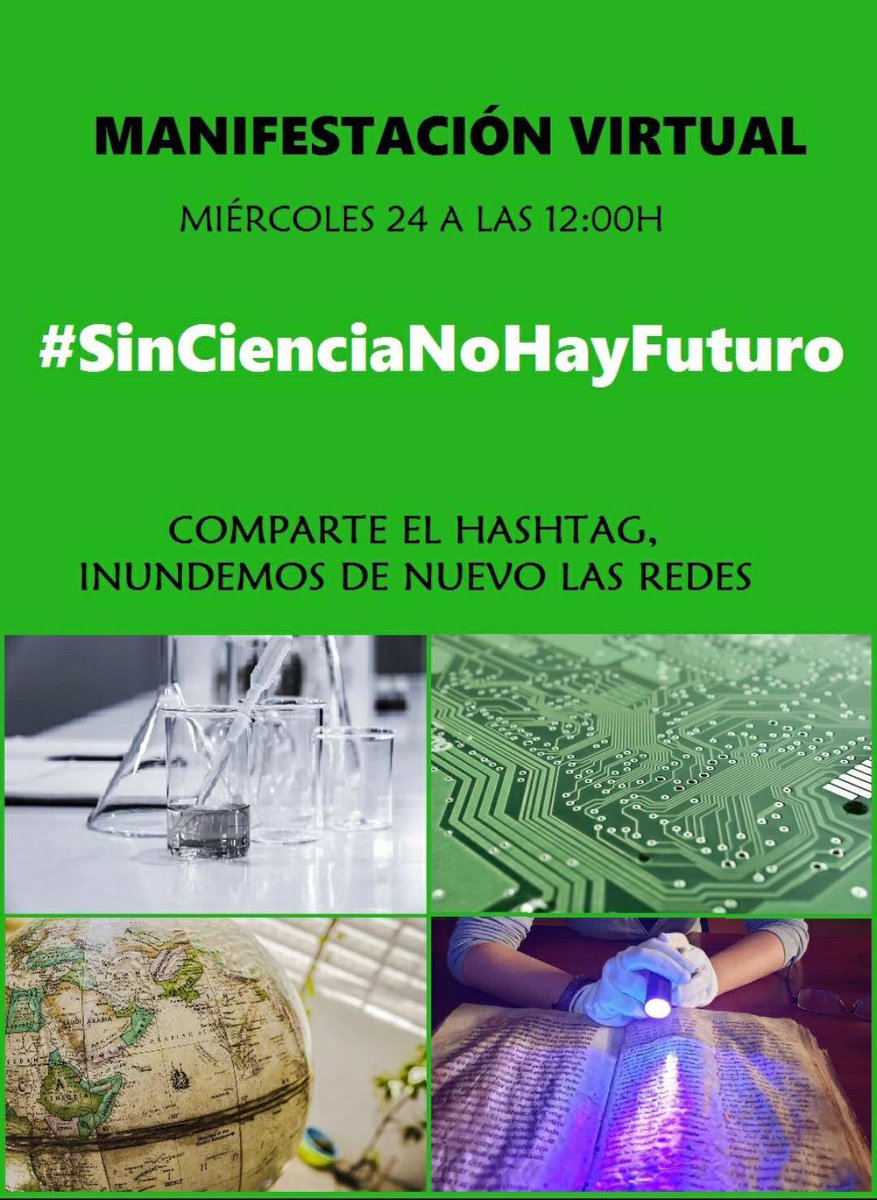 👩‍🔬🧑‍🔬🧪 Desde la #UGR nos sumamos a la manifestación virtual #SinCienciaNoHayFuturo. Como generadores y transmisores de conocimiento sabemos que sin ciencia no hay progreso ni futuro para nuestra sociedad.
¡Protejamos la Ciencia para que ella cuide de nosotros/as!