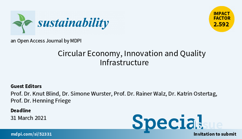 Sus_MDPI's tweet image. Special Issue &quot;Circular Economy, Innovation and Quality Infrastructure&quot; welcomes submission. 

Deadline: 31 March 2021

More at: mdpi.com/journal/sustai…
#circulareconomy 
#Business_models
#informationtechnology 
#automotive 
#building 
#agriculture 
#electronicproduct 
#fabrics