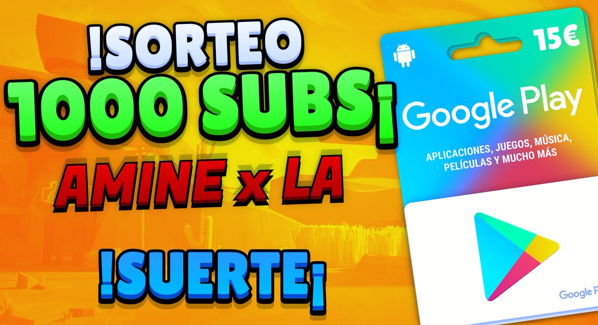 aMiNe__BS's tweet photo. ‼️SORTEO ESPECIAL 1000 SUBS‼️
° Sorteo tarjeta de Google Play 15€ 
Sigue los siguientes pasos:
1. Sígueme en Youtube + 🔔:
https://t.co/QnoMreWHFW
2. Sígueme en Twitter:
@aMiNe__BS 
3. Sigue a LA Spain en Twitter:
@LASpainBS 
4. Da RT y menciona a dos amigos https://t.co/2hwv5TMcxU