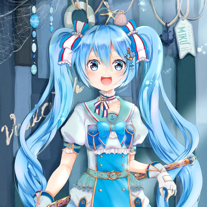 マリンつよつよきらりんなミクちゃん描けたー!⚓☸⎈☼⛵⛲?(ノ)•ω•(ヾ)♡
等身大壁紙シールのグッズになります!(サンプル届いたら通販します) 