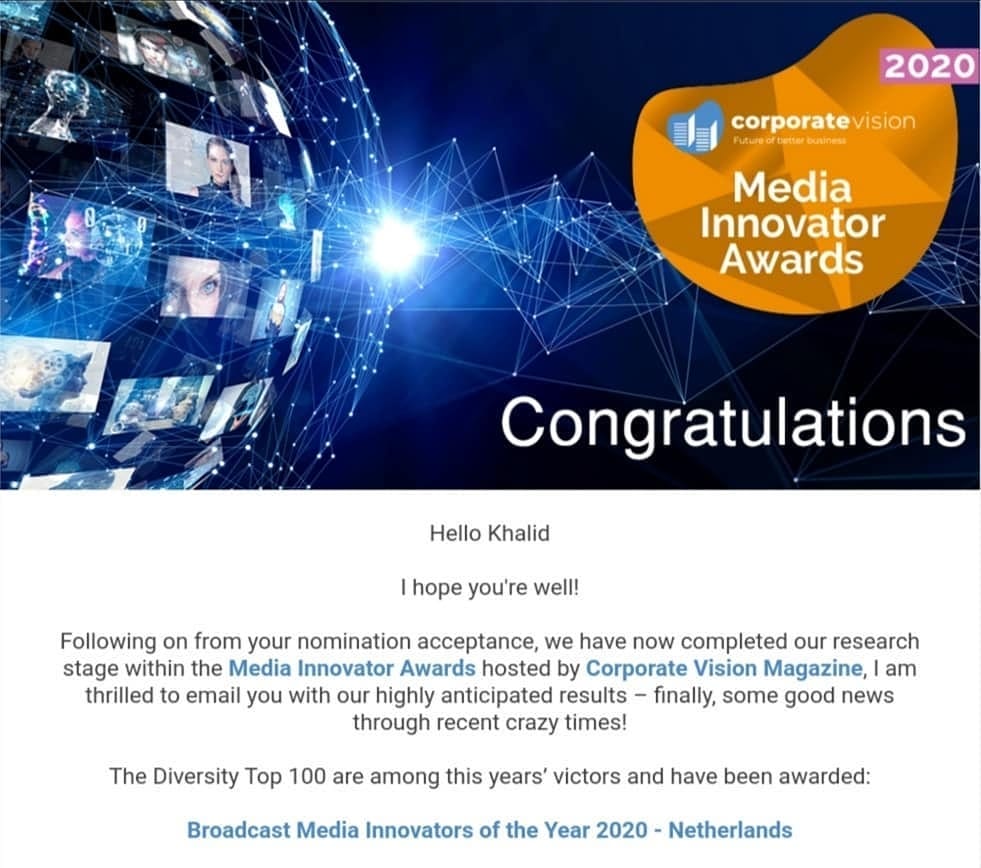 Media Innovator Award! #representationmatters #saynotoracism #BLM #equality @kleurrijke100