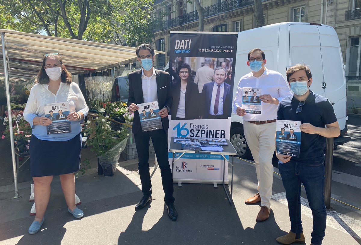 JulienGdj's tweet photo. Dernière ligne droite avant le second tour dimanche #28Juin Ce matin sur le terrain dans le #16ème au #MarchéWilson à la rencontre des habitants. 

Votez massivement pour la liste de @fszpiner et les listes de @datirachida!

#Municipales2020 #Paris16 #DatiPourParis #JeVoteSzpiner https://t.co/2nRNl0lSzG