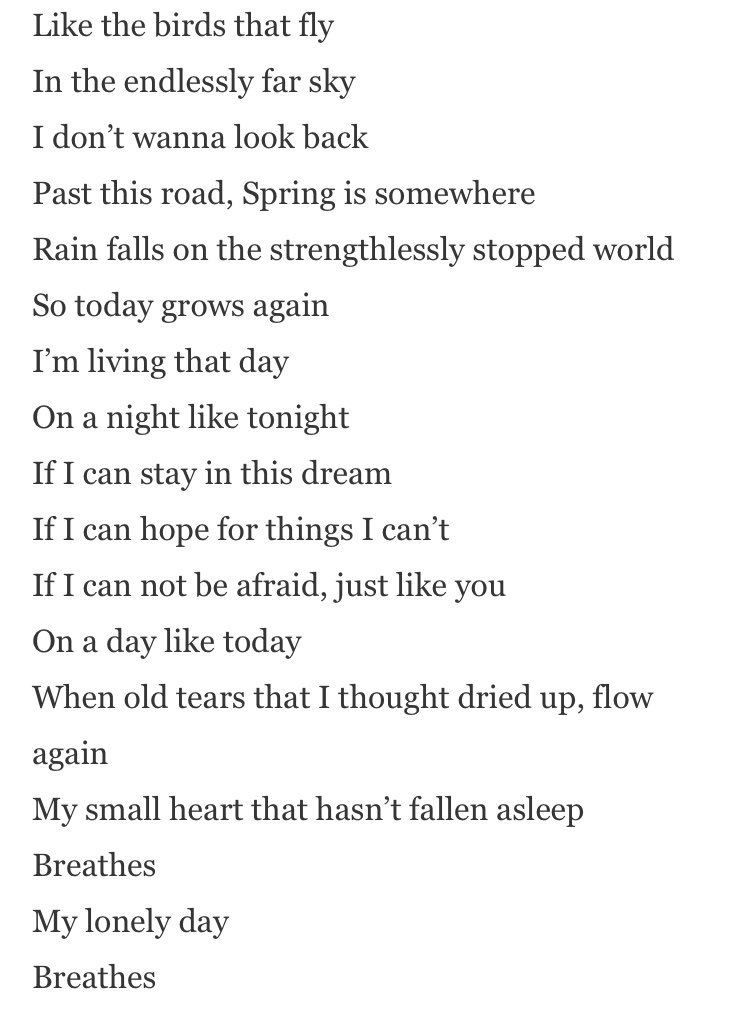 exoflexed's tweet photo. The song that Jongdae covered is Breath (숨) by Park Hyo Shin.

“The dreams that I dreamed last night
That I left on the bottom of my bed
Covers my exhausted heart
As I close my eyes, it’s alright”

The lyrics.....🥺🥺🥺
#종대야노래해줘서고마워 #CHEN 
#VocalKingChen @weareoneEXO https://t.co/uR7I7fFfdH