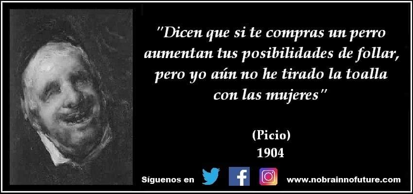 n0brainn0future's tweet photo. Picio (1904): "Dicen que si te compras un perro aumentan tus posibilidades de follar, pero yo aún no he tirado la toalla con las mujeres"
#humor #humour #humorconamor #amor #love #mascotas #MascotasDe10 #humornegro #humorabsurdo #chistes #chistedeldia #chistesverdes #lol #picio https://t.co/xc0mEPwFw1