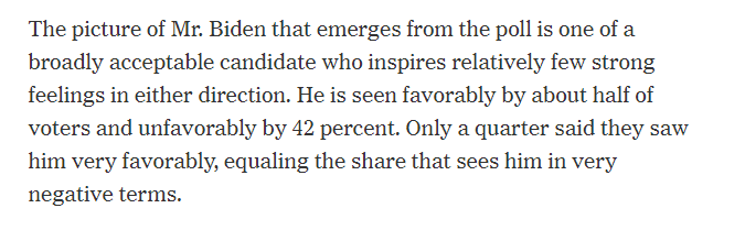 And it sure seems like Biden's bland personality, his image as generic Democrat who is broadly acceptable, is helping him this year.