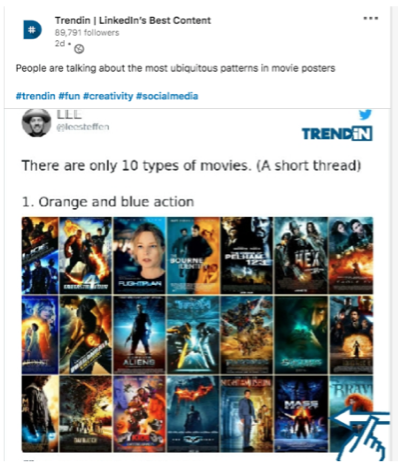 On any given day, if you’re at a loss for what to post, go on subgroup TrendIn - which always has something interesting that’s trending on LinkedIn for our industry. Look at this cool examples loads of people loved: 61/