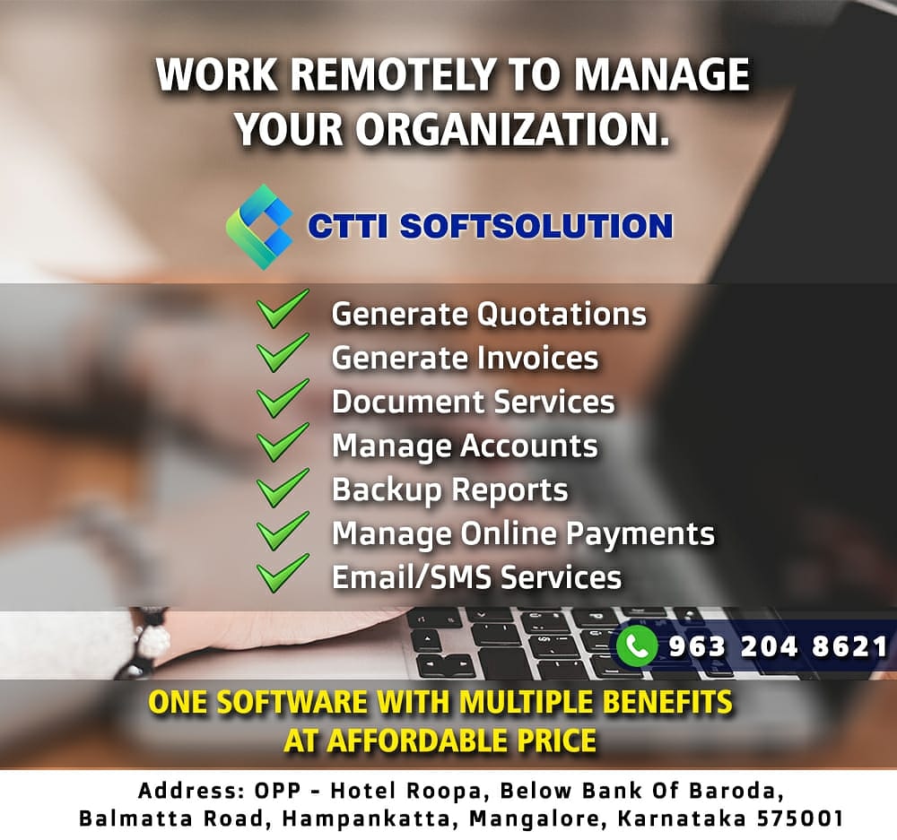 CTTISoftSoluti1's tweet photo. Simplify you Work. Demonstrate in Managing the Organisation.
#customized_software_solution
#software_at_affordable_cost
#social_media_marketing
#web_designing_and_development
#BPO_and_Call_Center_services
#Facebook  #instagram #Twitter #marketing
#software_solution_in_Mangalore https://t.co/5GkBv1wfF9