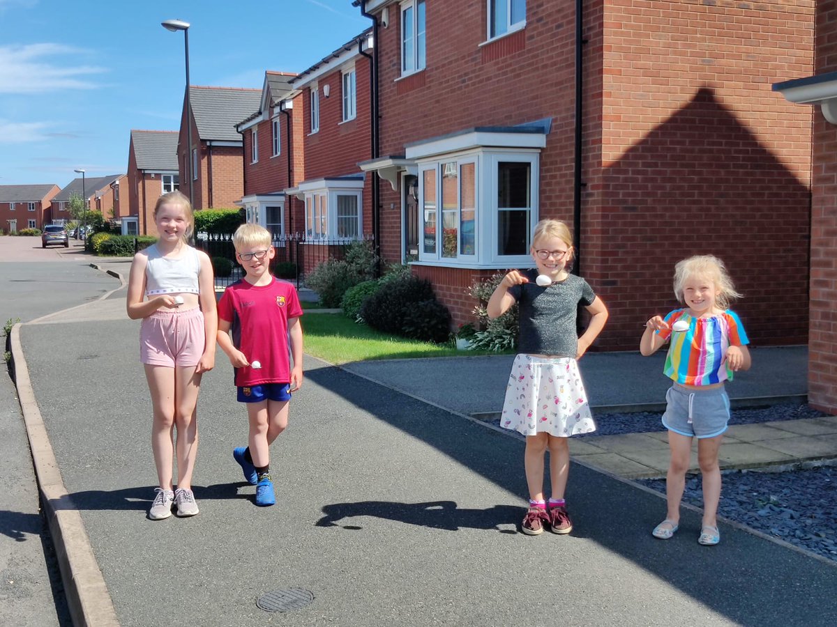 LauraBluenose's tweet photo. @WoodvilleFed Imogen Brookes (yellow), Freya Brookes (gold), Oliver Corbett (yellow) and Eva Corbett (class 4) enjoyed taking part in Mondays sports day challenge. We did the egg and spoon challenge, although ended with 4 smashed eggs 😆 and 50 star jumps on the trampoline. https://t.co/eydFp9HoGV