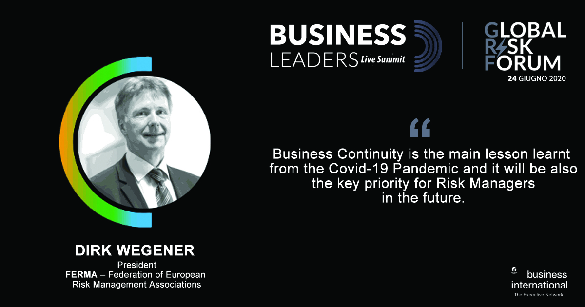 "As FERMA, we're working together with the EU commission to build a Catastrophe Resilience Framework that helps businesses to prevent and manage situations like this #pandemic". Al #GRF 2020, Dirk Wegener (FERMA) dà  consigli per affrontare il futuro.
lnkd.in/d_YDvUZ