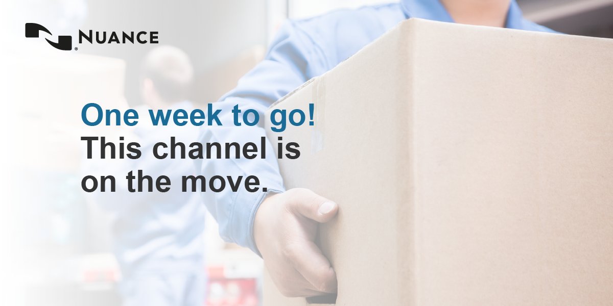 One week to go!

We'll be moving all activity over to <a href="/NuanceInc/">Nuance Communications</a> - see you there! #TeamNuance