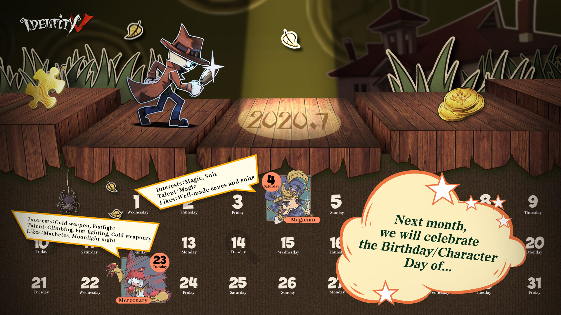 Identity V Dear Detectives July Calendar Is Out Check Out If Your Favorite Character S Big Days Identityv Identityvbirthday T Co Gvh43wkv9e