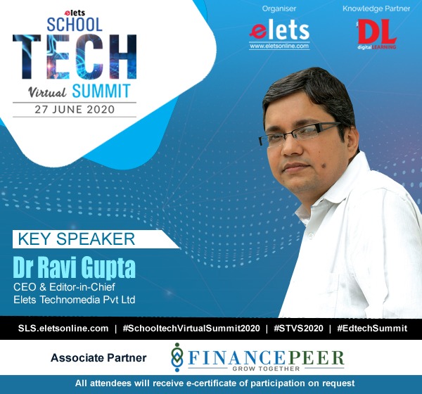 dl_magazine's tweet photo. Eletsonline is highly elated and truly inspired to have Dr @ravigupta1000, CEO & Editor-in-chief, @eletsonline as Key Speaker at the School Tech Virtual Summit, which will be held on 27 June, 2020.
Register Now: https://t.co/AvR97wbTLN
#SchoolTechVirtualSummit2020 #STVS2020 https://t.co/N3q9LNBCDQ