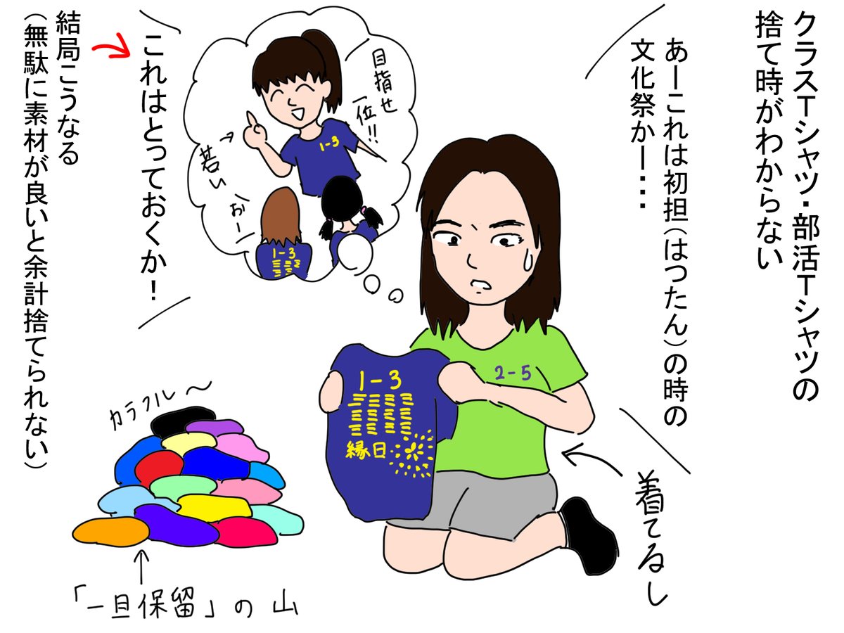 クラスTシャツ・部活Tシャツの捨て時が分からない。 この仕事してると