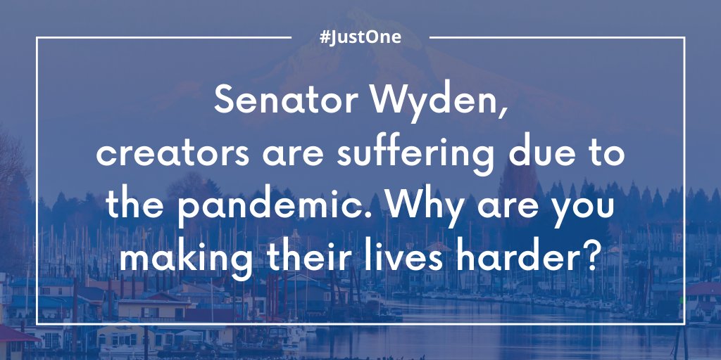 asmp's tweet photo. Senator @RonWyden, it’s time for the games to stop — creators and small businesses need the #CASEAct more than ever, and your hold on the bill is preventing them from recouping income when their works are infringed. Lift your hold now. #JustOne https://t.co/1fo8CuUTVM