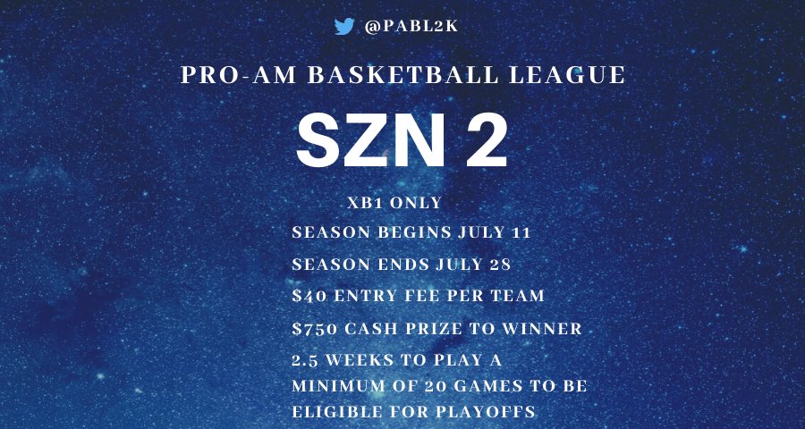 PABL2K's tweet photo. 🚨SZN 2 Registration Is Open🚨

@BlkFrankWhite1 @TexasStarrr_ @Big_Brudda_PURP @the2kzone @WalkOnWarriors @TheBounceSB 

Sign Up Here⬇️
https://t.co/YzeRKRFmRs https://t.co/3H0QZo3cA5