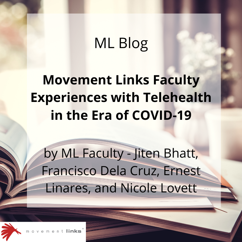 movementlinks's tweet image. ML BLOG-

June blog post is up! Our ML Instructors relay their experiences with telehealth over the last several months. 

movementlinks.blogspot.com/2020/06/moveme…

What have your experiences been with telehealth? Comment below. We&apos;d love to get your input!

#beamovementexpert #MLBlog