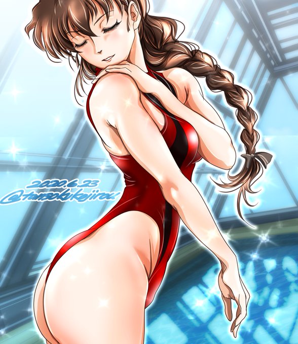 「brown hair competition swimsuit」 illustration images(Latest)