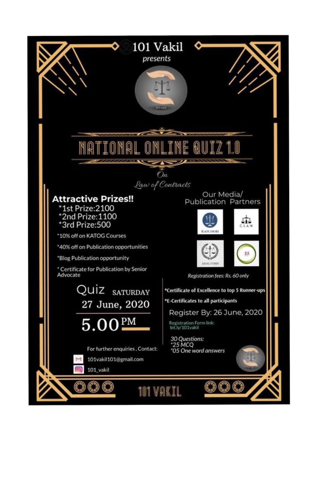 VIPS_Delhi's tweet photo. #VipsDigitalEducation
#VSLLS 
#VIPS 

#101_vakil
Presents National Online Quiz 10

For more details 👇🏻 https://t.co/hdanukXvSh