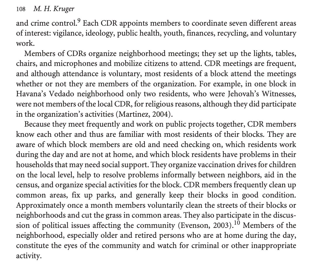"Because they meet frequently ... CDR members ... are aware of which block members are old and need checking on, which residents work during the day and are not at home, and which block residents have problems in their households that may need social support."