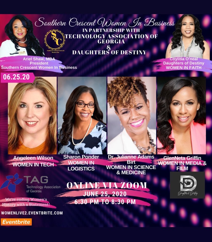 This Thursday we talk with Women in #Logistics, #Tech, #Medicine, &amp; #Media!

This is an esteemed and action packed panel! Dr. Julianne Birt, First Lady Coylita Oneal, Sharon Ponder, GlenNeta Griffin, Angeleen Wilson..and Ariel Shaw, MBA!

Register: bit.ly/2Vgrsx3