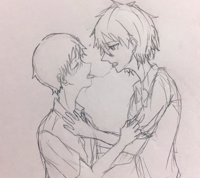 #1日1カヲシン
8日目
ベロチューした後なので注意です!
庵カヲルくんのつもりだけど完全に顔がQカヲルくん…… 