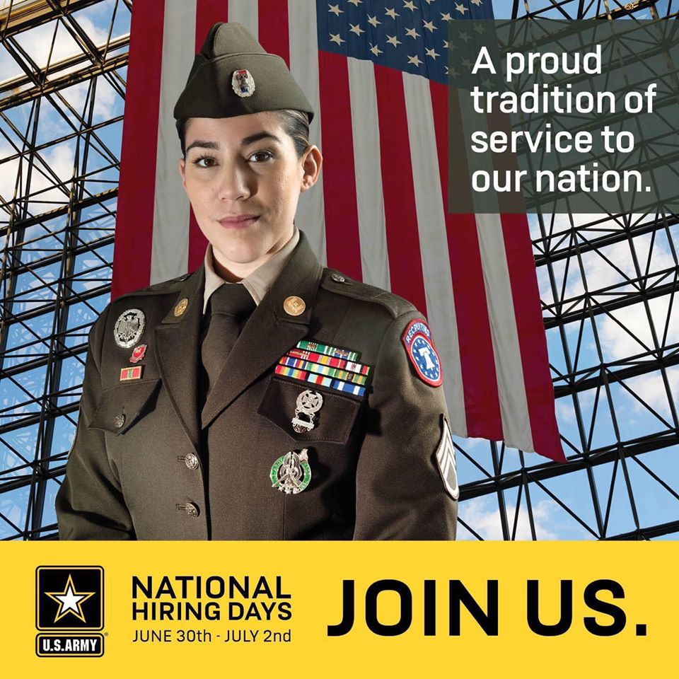 USArmyReserve's tweet photo. The @USArmy's first-ever nationwide virtual hiring campaign will be running from June 30-July 2 with a goal of finding 10,000 men &amp; women to join our team. 

Visit https://t.co/rn41T0aerF for more information.
#ArmyHiringDays https://t.co/bKKNvirTHQ