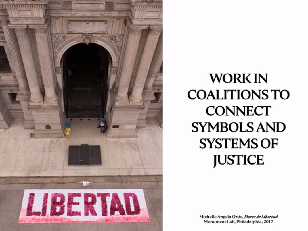 A few #PublicArt mantras from #AFTACON Keynote: On Power and Participation: Public Art and Radical Visions Toward Justice, Repair, and Regrowth | Keynote Speaker Paul Farber, <a href="/Monument_Lab/">Monument Lab</a>

#ArtActivism #RacialEquity #Decolonize #Democratize