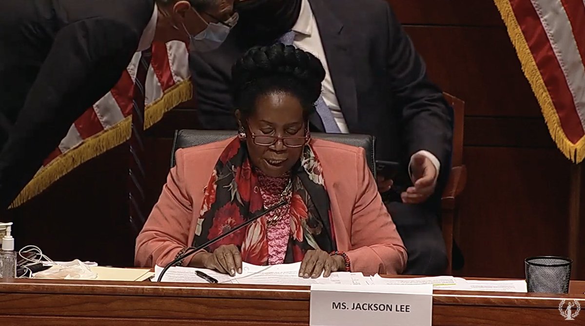 It's Rep. Sheila Jackson Lee (Texas Dem)'s turn to ask questions. She said sadly we are facing "a drunken party gone wild. Sadly the Department of Justice has gone wild."46/